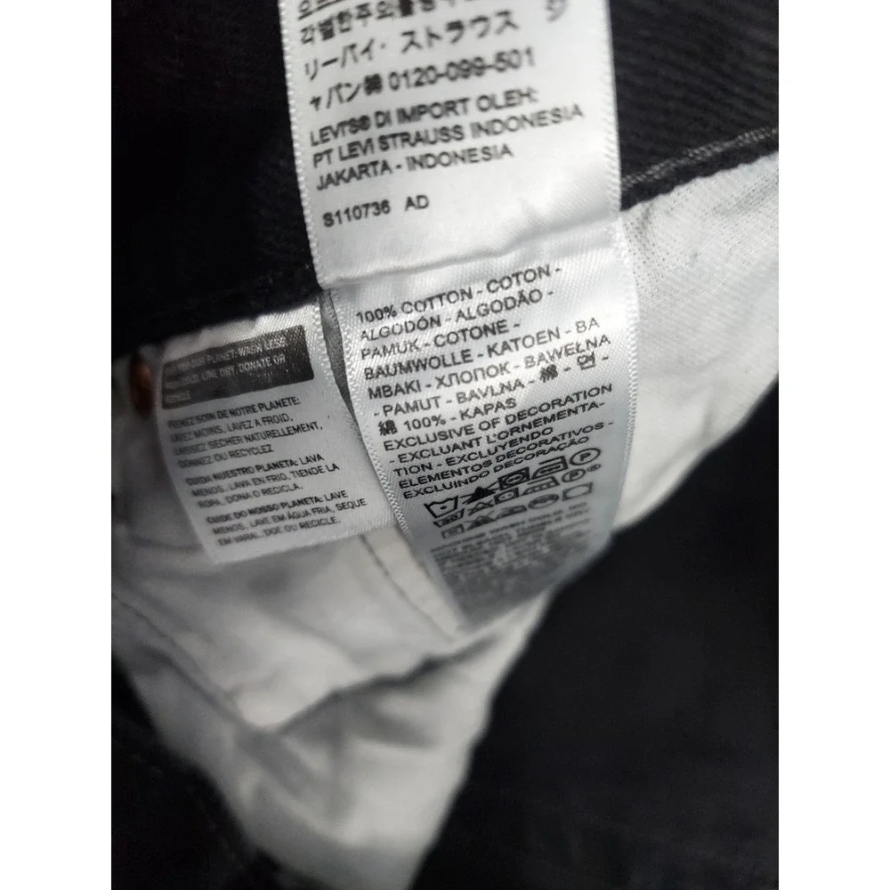 Levis 501 Jeans Mens 36x30 Black Button Fly Straight Classic Denim Tag 38x30‎